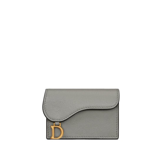 Replica Saddle Flap Card Holder Stone Gray Goatskin Uk - 14787 - Buddha Luxury