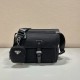 replica RE-NYLON TRIANGLE LOGO-PLAQUE SHOULDER BAG IN BLACK UK