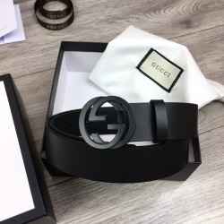 Leather Belt With Interlocking G Buckle - B135 Uk Leather Belt With Interlocking G Buckle - B135 Uk
