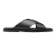 replica SAFFIANO LEATHER CRISSCROSS SANDALS IN BLACK - PDS15 UK