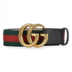 Gg Belt Cuir Green/Red Leather Nero - B13 Uk