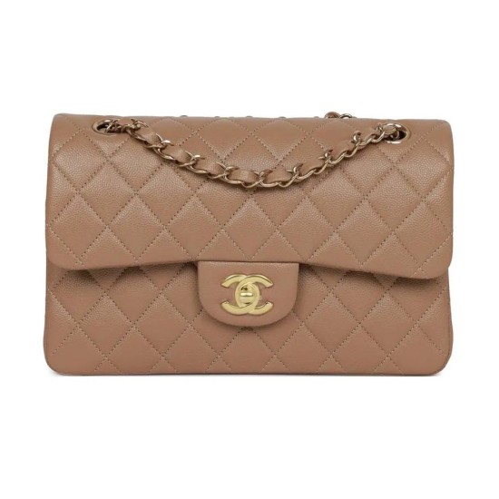 Replica Chanel 13014 CFR#12255 Buddha Luxury Replica Chanel Small Classic Handbag In Beige And Gold-Tone Metal Uk - 13014 - Buddha Luxury