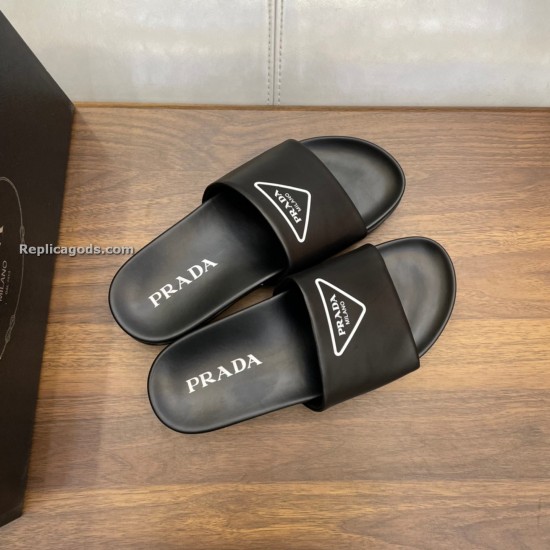 replica LOGO LEATHER SLIDES IN BLACK - PDS5 UK