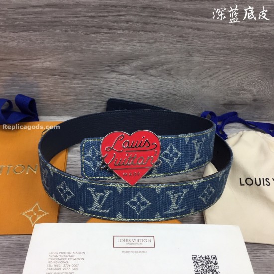 replica DENIM 40MM REVERSIBLE BELT MONOGRAM DENIM RECTO SIDE - B192 UK
