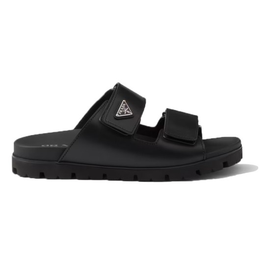 replica LEATHER STRAP SANDALS IN BLACK - PDS28 UK
