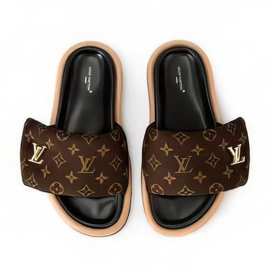 replica POOL PILLOW COMFORT MULES IN BROWN - LVS83 UK