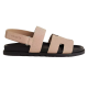 Hermes Suede Flat Sandals In Beige Profile View in beige and black Hermes suede flat sandals in beige viewed from the side profile showing black sole