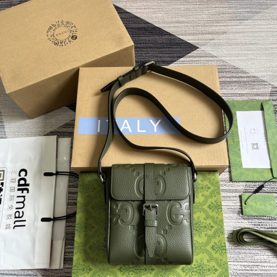 Replica Gucci 15285 GFR#9299 Buddha Luxury Replica Jumbo Gg Small Messenger Bag Dark Green Leather Uk - 15285 - Buddha Luxury