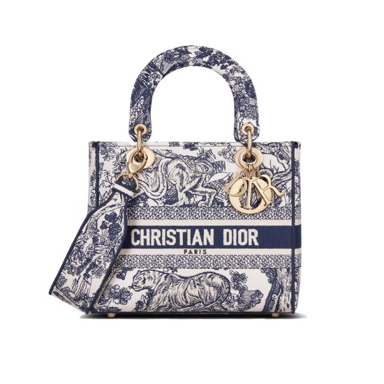 Replica Dior 13213 DFR#13975 Buddha Luxury Replica Medium Lady D-Lite Bag Blue Toile De Jouy Embroidery Uk - 13213 - Buddha Luxury