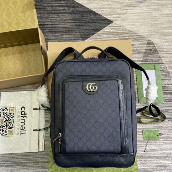 replica OPHIDIA GG MEDIUM BACKPACK BLUE AND BLACK GG SUPREME CANVAS TRIM UK