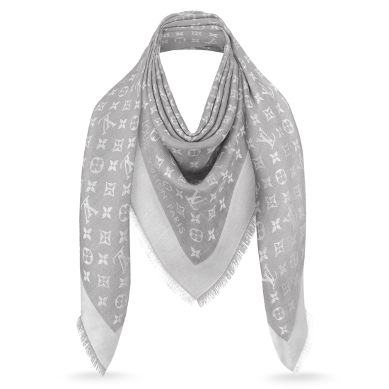 replica MONOGRAM DENIM SHAWL IN PEARL GREY UK