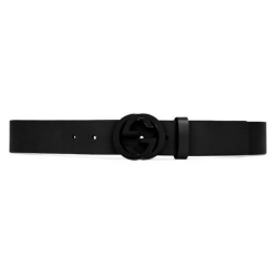 Leather Belt With Interlocking G Buckle - B135 Uk