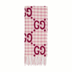 GG WOOL JACQUARD SCARF IN PINK UK
