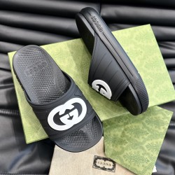 Men's Interlocking G Slide Sandals In Black - Gcs73 Uk Men's Interlocking G Slide Sandals In Black - Gcs73 Uk
