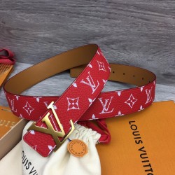 Lv Initiales 40Mm Reversible Belt Red - B358 Uk