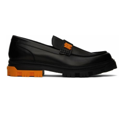 MILITARY LEATHER LOAFERS BLACK/ORANGE UK