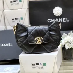 Chanel 19 Hobo Bag Black Lambskin Mixed Metal Hardware Uk