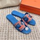 Replica Hermes 14903 HFR#8097 Buddha Luxury Replica Oran Sandals In Blue And Orange - Hs21 Uk - 14903 - Buddha Luxury