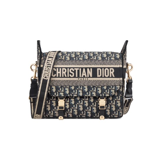 Replica Dior 13171 DFR#15047 Buddha Luxury Replica Medium Di0Rcamp Bag Blue Oblique Embroidery Uk - 13171 - Buddha Luxury