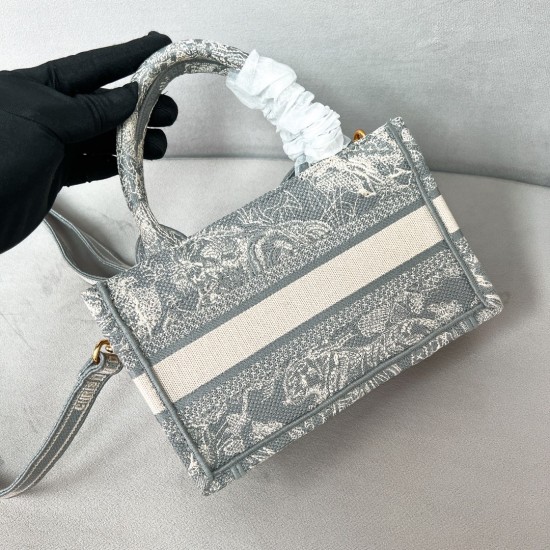 Replica Dior 13207 DFR#13981 Buddha Luxury Replica Mini Book Tote Gray Toile De Jouy Reverse Embroidery Uk - 13207 - Buddha Luxury
