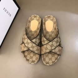 Gucci Cross Strap Monogram Slide Sandals Gucci Cross Strap Monogram Slide Sandals