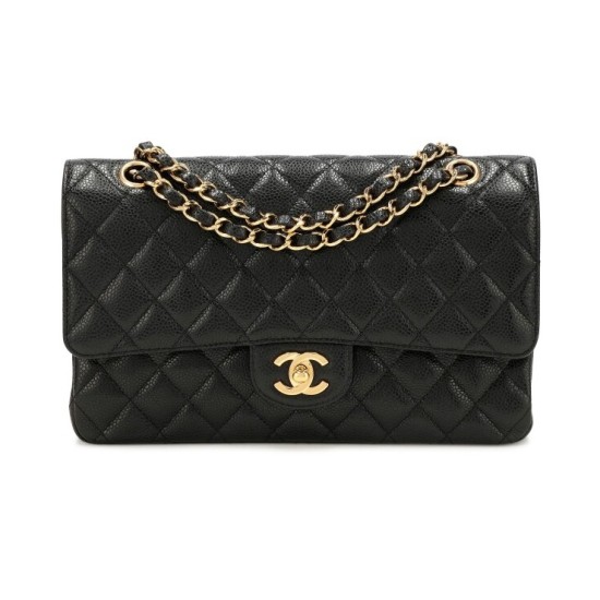 Replica Chanel 13009 CFR#12308 Buddha Luxury Replica Chanel Medium Classic Handbag In Black Grained Calfskin And Gold-Tone Metal Uk - 13009 - Buddha Luxury