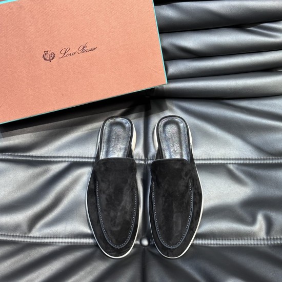 replica BABOUCHE WALK SUEDE BACKLESS LOAFER IN BLACK - LR57 UK