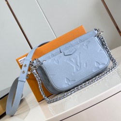 Multi Pochette Accessoires Blue Washed Monogram Empreinte Cowhide Leather M47173 Uk
