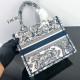 Replica Dior 13245 DFR#12896 Buddha Luxury Replica Small Book Tote White And Naby Blue Toile De Jouy Embroidery Uk - 13245 - Buddha Luxury