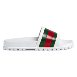 Gucci Rubber Slide Sandals In White