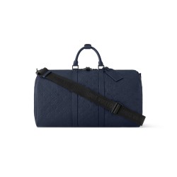 Keepall Bandouliere 50 Bag Navy Blue Monogram Shadow M14840 Uk