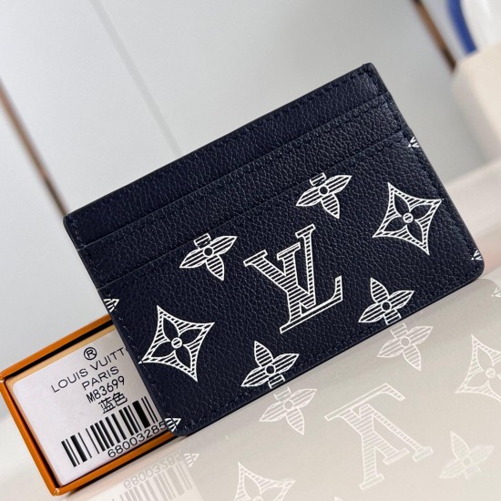 replica DOUBLE CARD HOLDER NAVY BLUE LEATHER M83700 UK