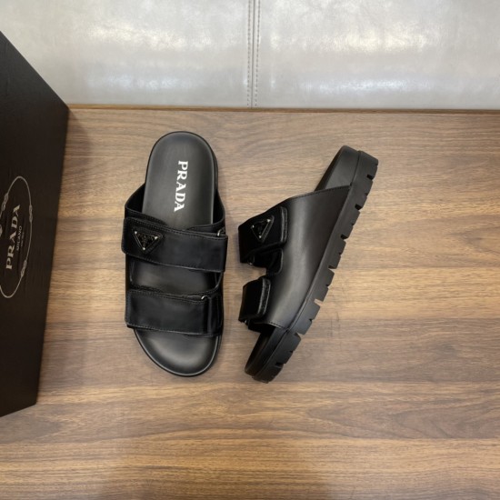 replica LEATHER STRAP SANDALS IN BLACK - PDS28 UK