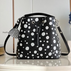 X Yayoi Kusama Néonoé Mm Monogram Empreinte Leather In Black And White Uk X Yayoi Kusama Néonoé Mm Monogram Empreinte Leather In Black And White Uk