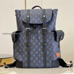 Christopher Mm Monogram Backpack In Blue Uk