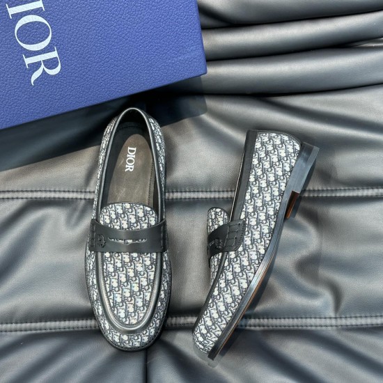 Replica Granville Loafers Beige And Black Oblique Jacquard - Cd234 Uk - 11066 - Buddha Luxury