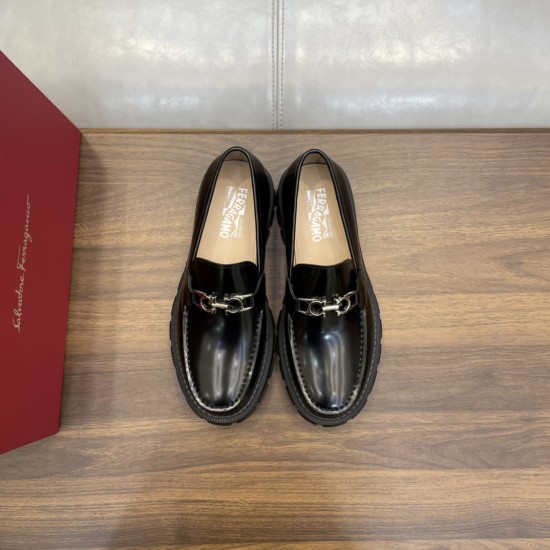 replica SALVATORE LEATHER LOAFERS IN BLACK - SF43 UK