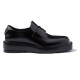 Prada Men's Brushed Leather Loafers In Black Side Profile Prada men's black brushed leather loafers viewed from the side profile