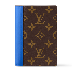 PASSPORT COVER BLUE MONOGRAM MACASSAR M82865 UK