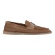 Dolce & Gabbana Men's Brown Suede Hardware Plaque Loafer side profile view