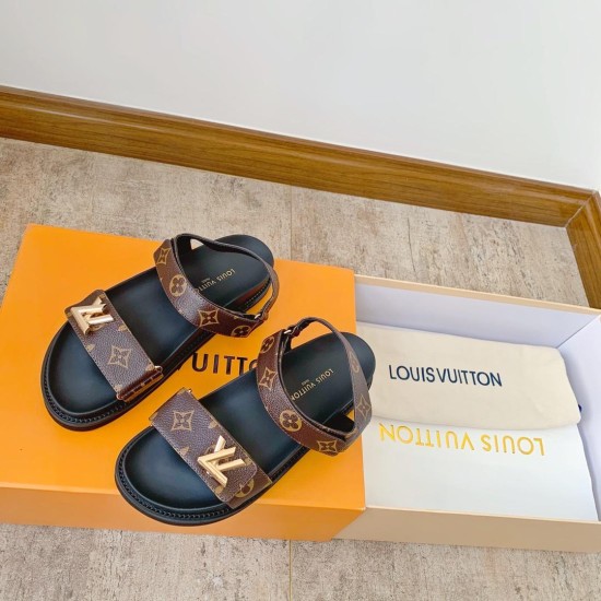 Replica SUNSET COMFORT SANDALS IN BROWN - LVS66 UK replica SUNSET COMFORT SANDALS IN BROWN - LVS66 UK