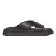 Fendi Crisscross Leather Sandals In Black - Outer Profile Profile view of black Fendi crisscross leather sandals showing sole and strap shape