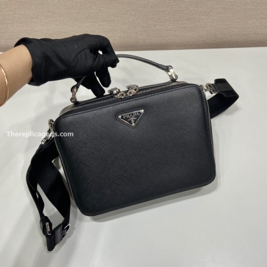 Replica Prada 15898 PFR#8280 Buddha Luxury Replica Medium Brique Saffiano Leather Bag In Black Uk - 15898 - Buddha Luxury