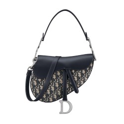 Saddle Bag With Strap Blue Oblique Jacquard And Smooth Calfskin Uk