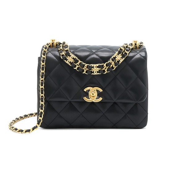 replica 22K COCO FIRST FLAP BAG BLACK CALFSKIN UK