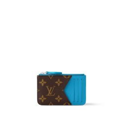 Romy Card Holder Gaston Blue Coated Canvas M12382 Uk