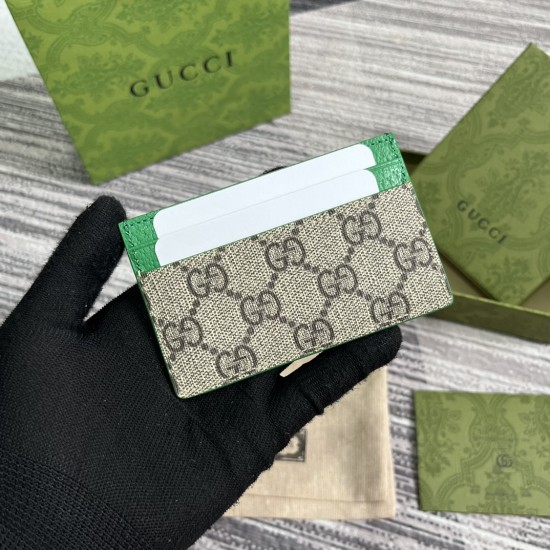 replica CARD CASE WITH GG DETAIL GREEN LEATHER TRIM UK