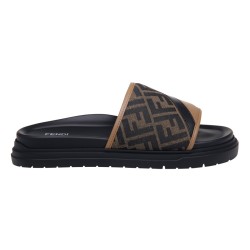 DIAGONAL PADDED SLIDES IN BROWN - FDS8 UK