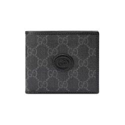 Wallet With Interlocking G In Black Gg Supreme Canvas Uk