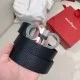 Ferragamo Men's men Gancini belt neatly coiled in hand with packaging